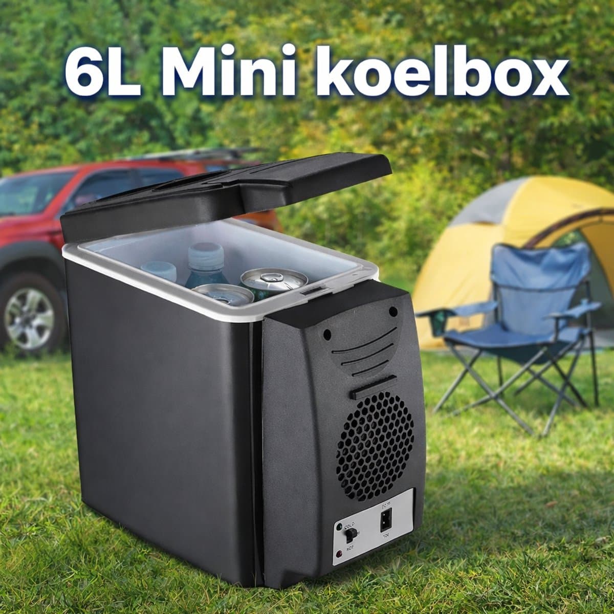 6L Mini Koelkast Auto & Thuis 12V – Draagbare Koelbox met Warm & Koud Functie – Compacte Auto Koelkast Camping, Reizen & Bureau – 5-65°C Thermo Elektrische Koeler-Vakantie-Zomer-Bus