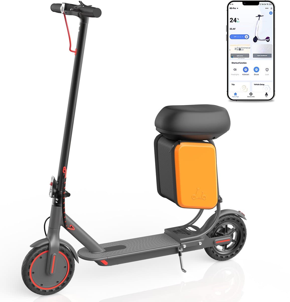AOVOPRO TX01XB Elektrische step met Zadel- 25 km/u - 36V 5.2AH - Bereik van 25 km - 8,5 inch antislipbanden - voor Volwassenen
