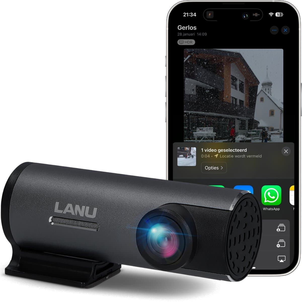 Dashcam Pro WiFi - Full HD - Dashcam voor Auto - Nachtzicht & Botsingdetectie - Mobiele App - Incl. 32GB SD-kaart