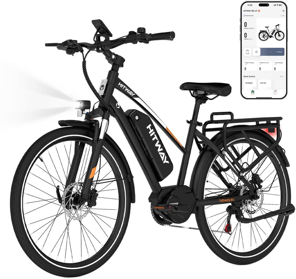 Hitway Elektrische Fiets BK U1 - E-Bike met 250W Middenmotor - 27.5*2.2 Inch City Commuter EBike met Afneembare 36V 13Ah Lithium Batterij - 7 Versnellingen - IP54 Waterdicht