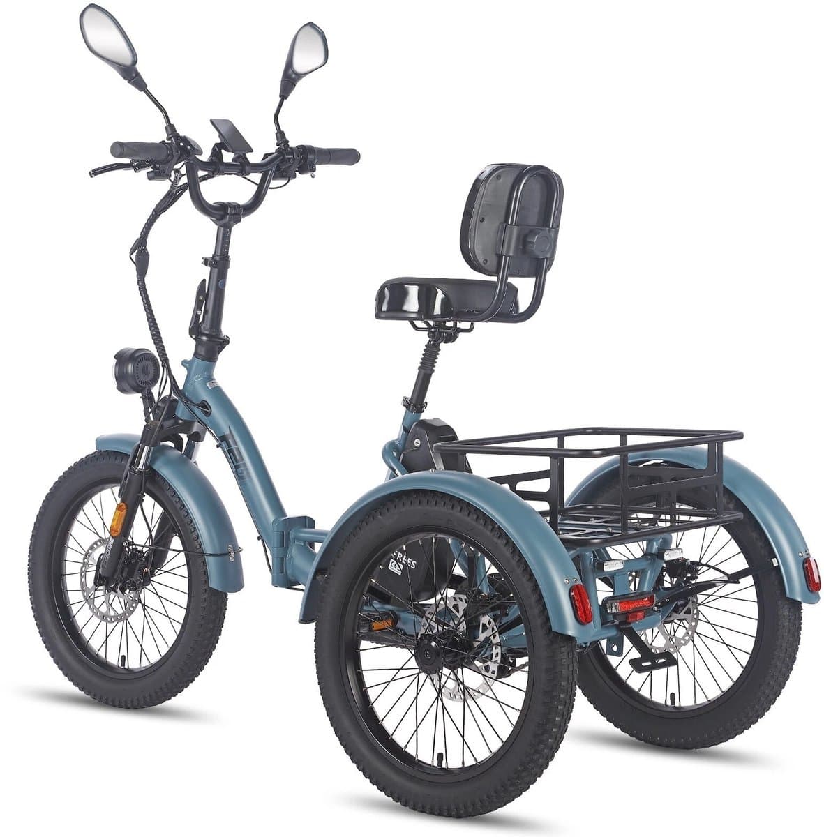 Dik Klapfiets E-Bakfiets 20 Inch 48V 23.45Ah Accu, Hydraulische Schijfremmen Elektrische Fiets, Elektrische Vrachtsfiets 180kg, Blauw Driewieler E-Bike