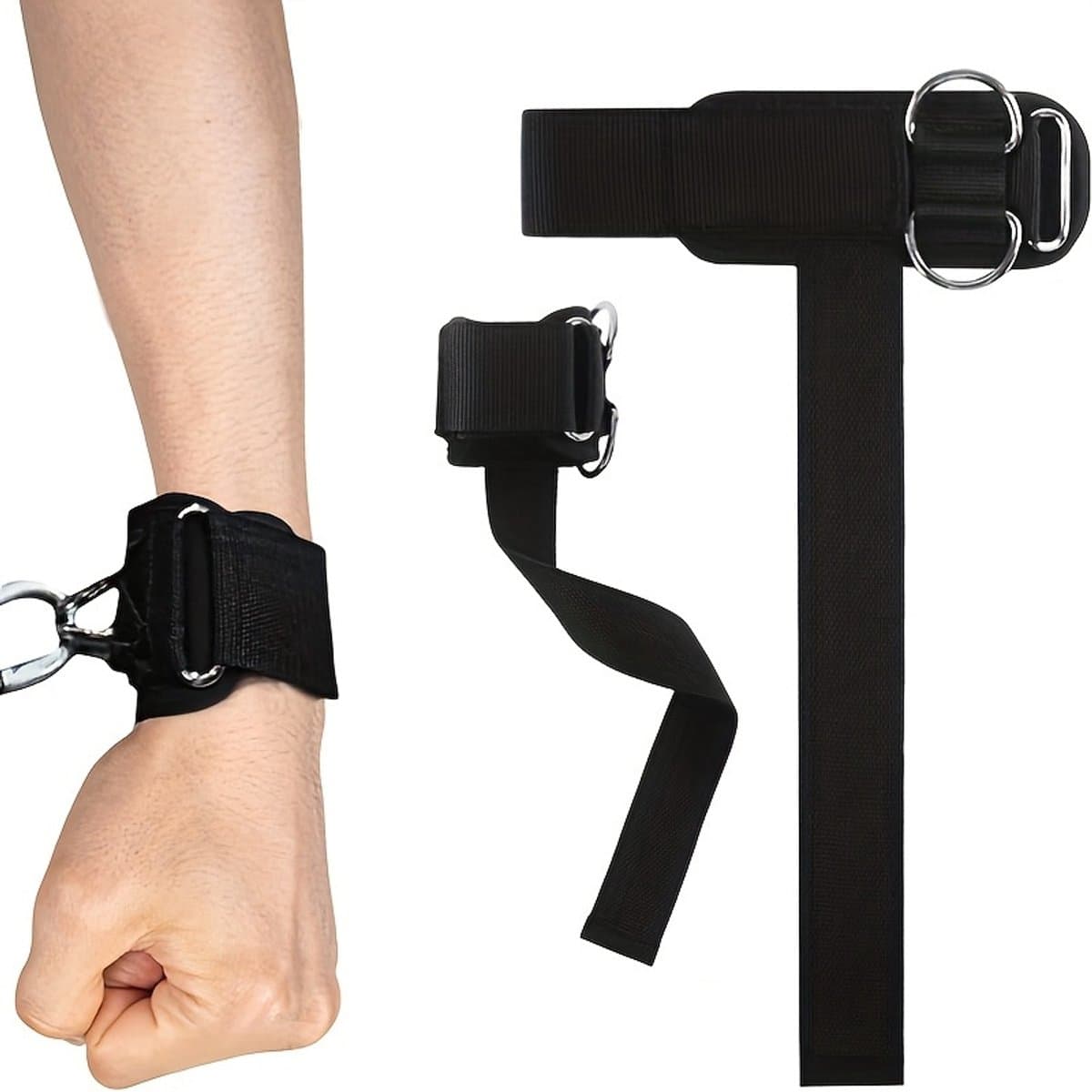 2 sets fitness versterkingsbanden - polsbanden voor gewichtheffen, deadlift, krachttraining - trainingsbanden, voor mannen en vrouwen, sportondersteuningsbanden, pull-up/dumbbell anti-slip en slijtvast, zwart - stijl 3