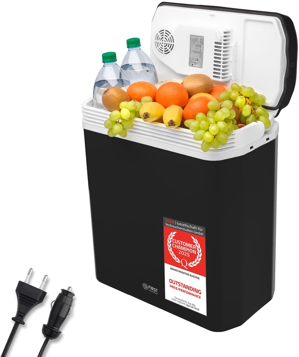 TZS First Austria Elektrische Koelbox - 24L - 12V en 230 volt - Frigobox -Koelen en Verwarmen - Zwart