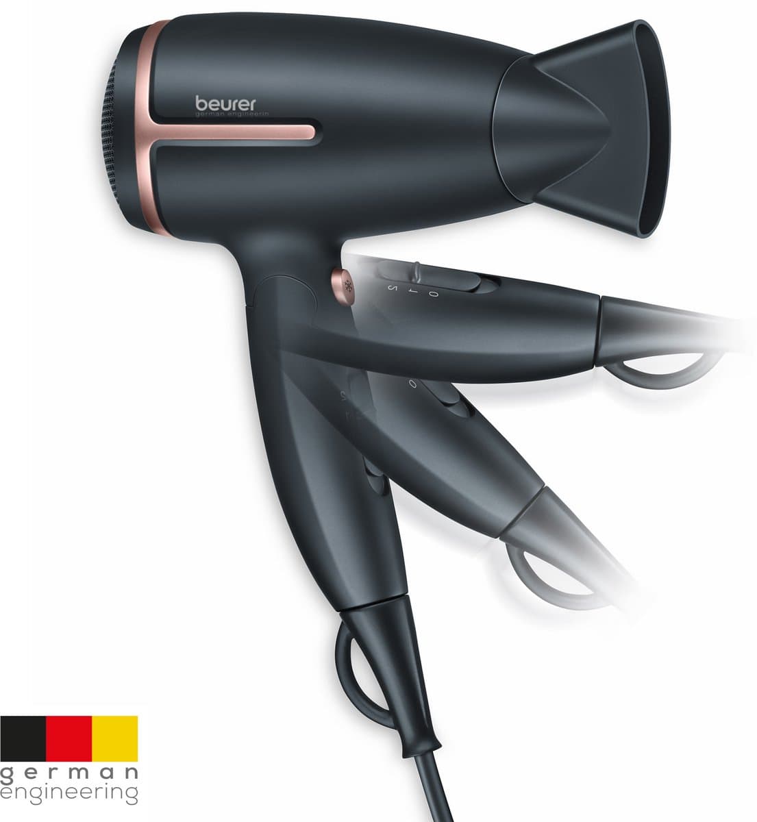 Beurer HC 25 Reisföhn - Inklapbaar - Compact voor Wereldwijd gebruik - Snel Droog Haar en Perfecte Styling - Dankzij Ionenfunctie & Koude luchtstand