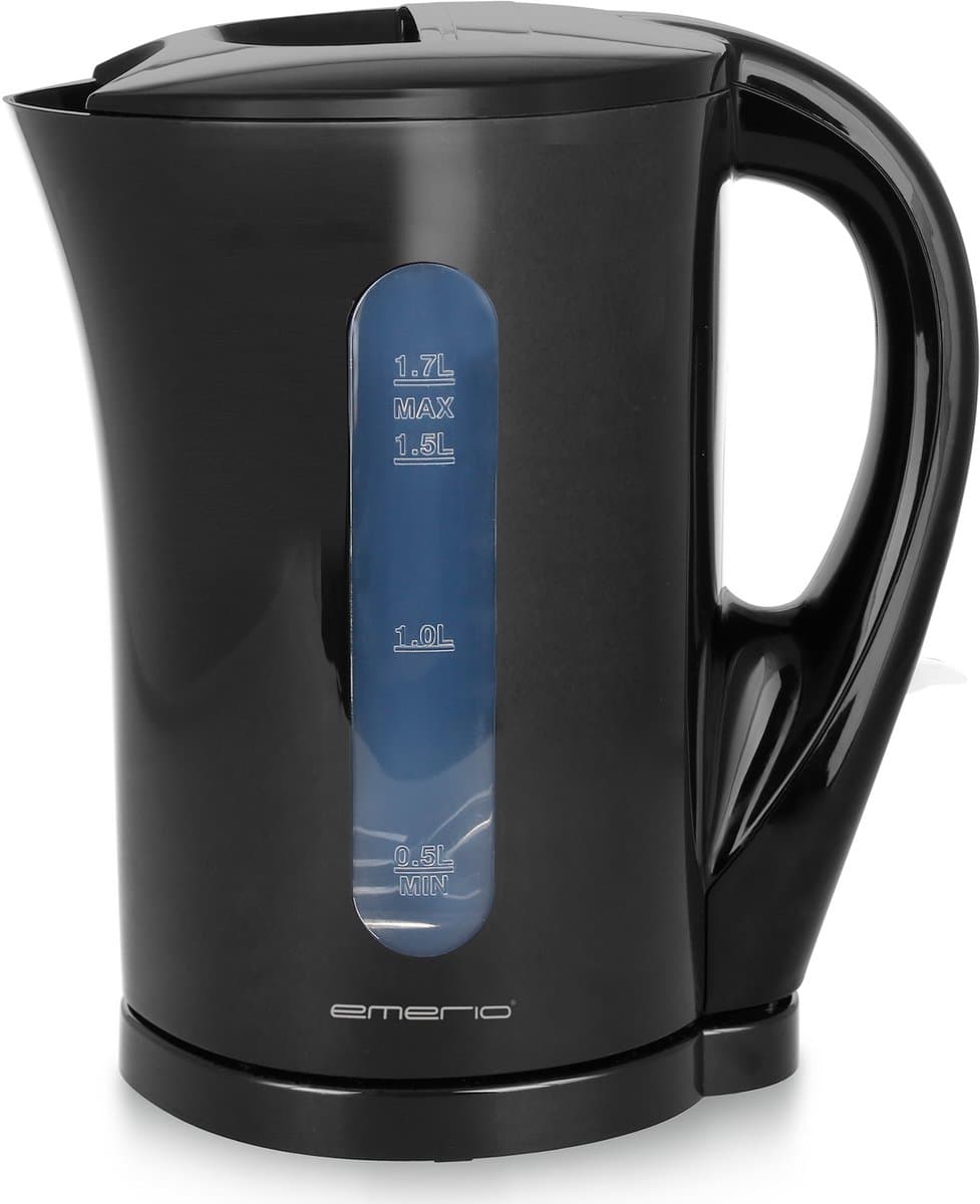 Emerio Waterkoker 1.7 Liter - Oververhittingsbeveiliging - Automatische Uitschakeling - Water niveau indicator - Elektrische Waterkoker 2200W - WK-123483 - Zwart