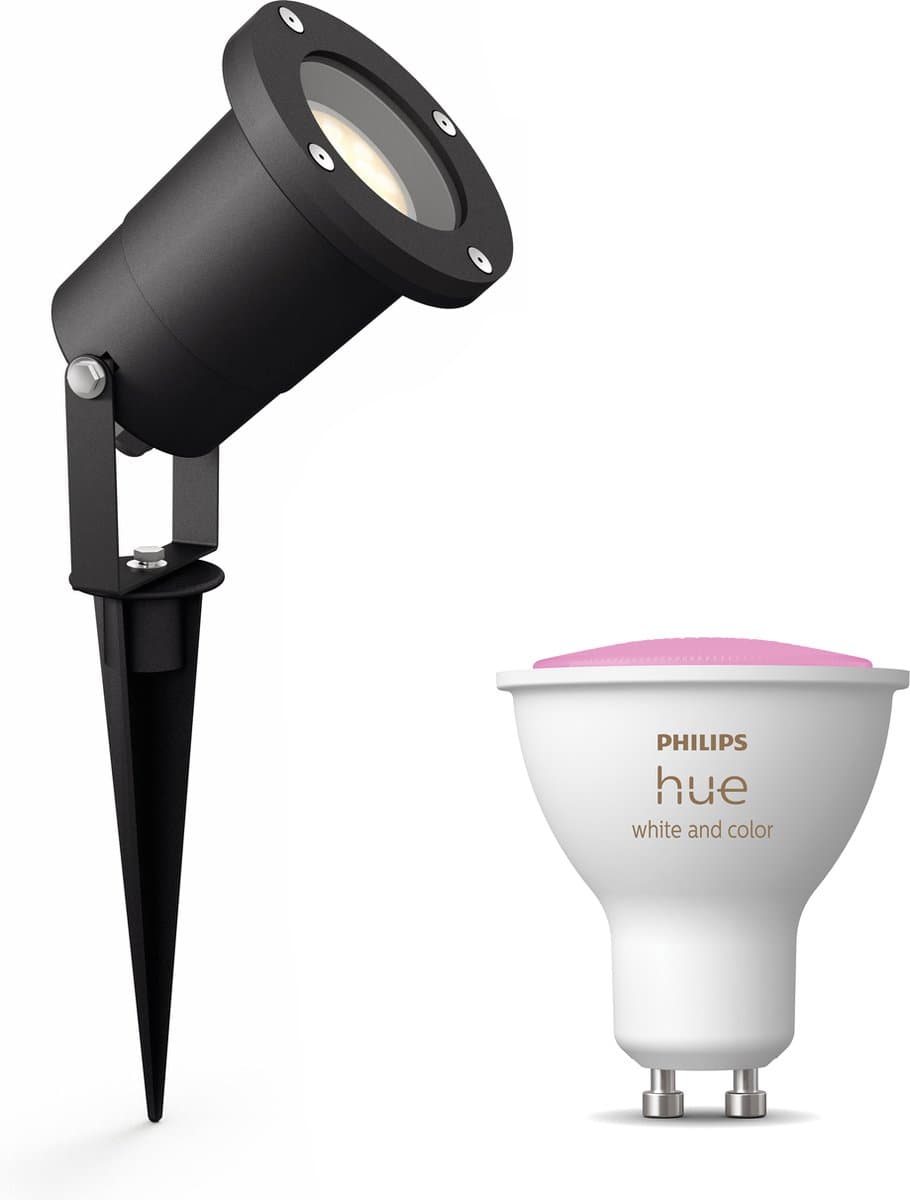 Philips Hue Puled Tuinspot (Zwart) - GU10 - Wit en Gekleurd Licht - Tuinverlichting - Hue White and Color Ambiance