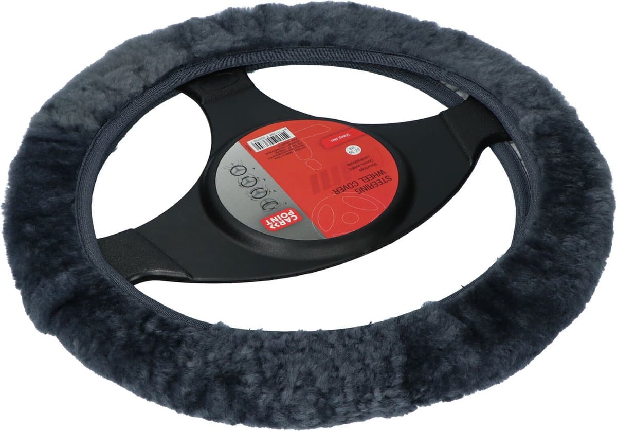 Carpoint Stuurhoes Auto - Schapenvacht Antraciet - Voor sturen met een diameter van 37-39 cm
