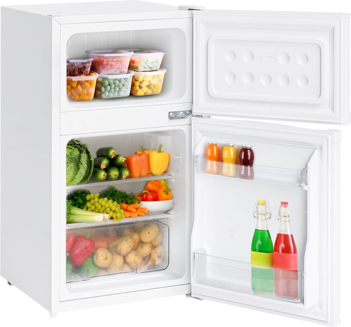 KitchenBrothers Koelkast - 61L Koelvak - 24L Vriesvak - Koelvriescombinatie - Ijskast - Frigo - Vrijstaand - Wit