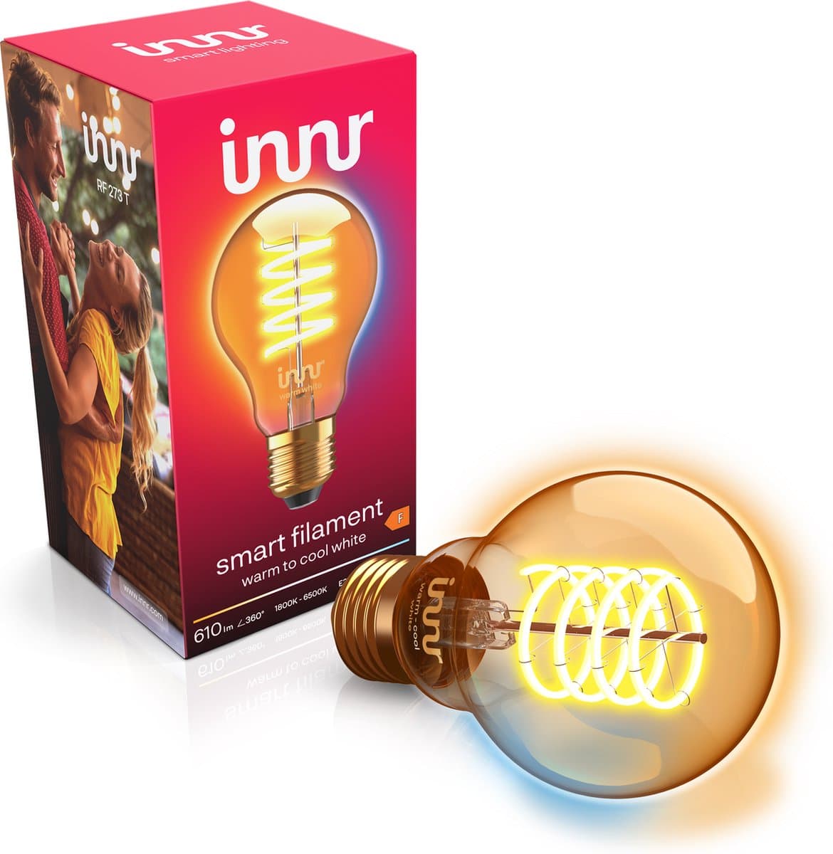 Innr E27 filament lamp - geschikt voor Philips Hue - Zigbee - LED smart bulb - warmwit tot koelwit licht - slimme verlichting - dimbaar - 610 lumen - 1 pack