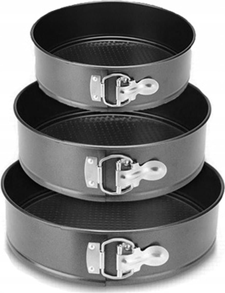 Ha- Ma Tools Springvorm - set van 3 - Bakvorm rond - Taartvormen - anti-aanbaklaag - 24/26/28cm