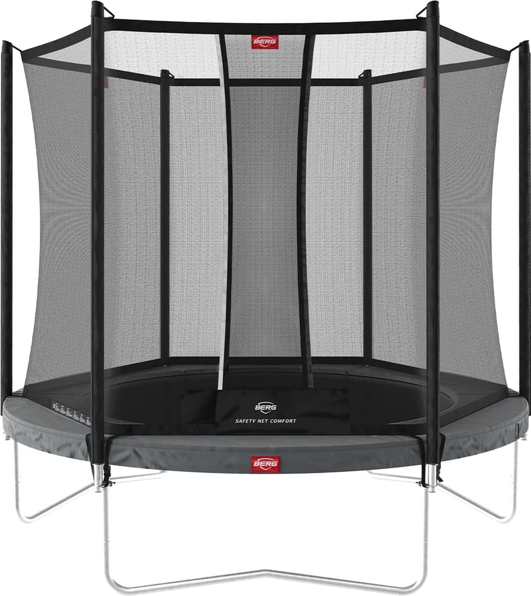 BERG Favorit Regular 270 Trampoline Op Poten - Safety Net Comfort - AirFlow Springdoek - Grijs