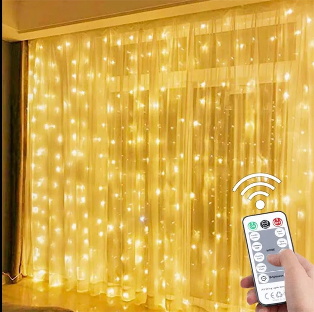 Gordijn 300 Led Licht 3x3 Meter • Ramen 300 Led Licht • Kerstverlichting • Kerstversiering • 3x3 meter • LED gordijn • Binnen verlichting • Trouwfeest verlichting • Met afstandsbediening • USB • Haken