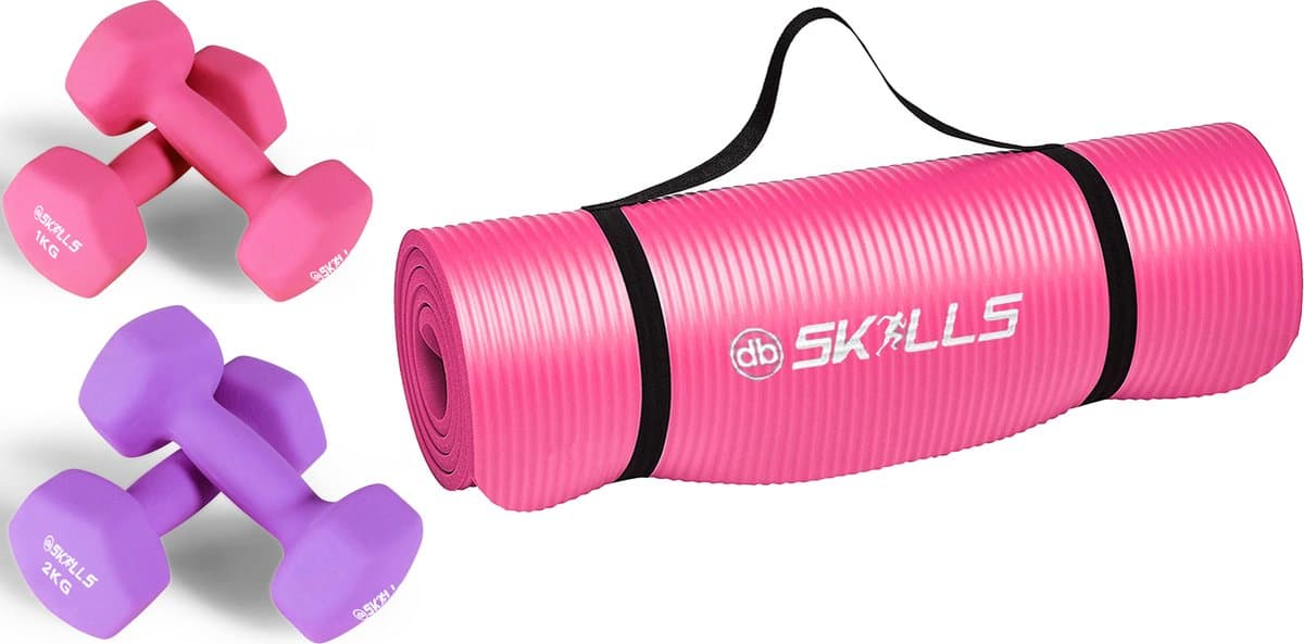 Barbie Fitness pakket - yogamat / fitnessmat - 1KG dumbbel set en 2KG dumbbell set