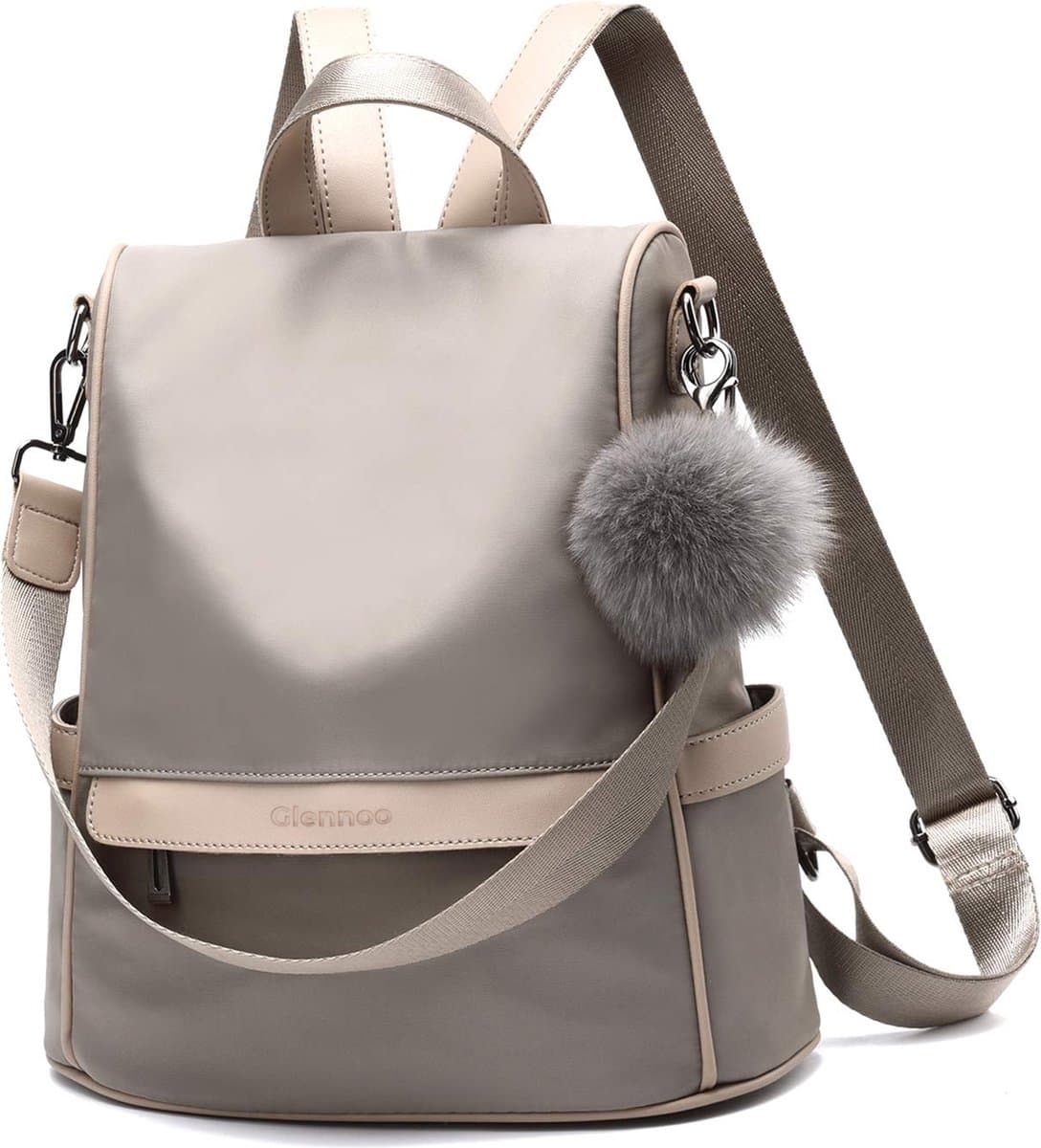 Glennoo Anti-diefstal rugzak - Rugtas dames - Waterdicht - Klein - Anti-theft backpack - Nylon - Beige