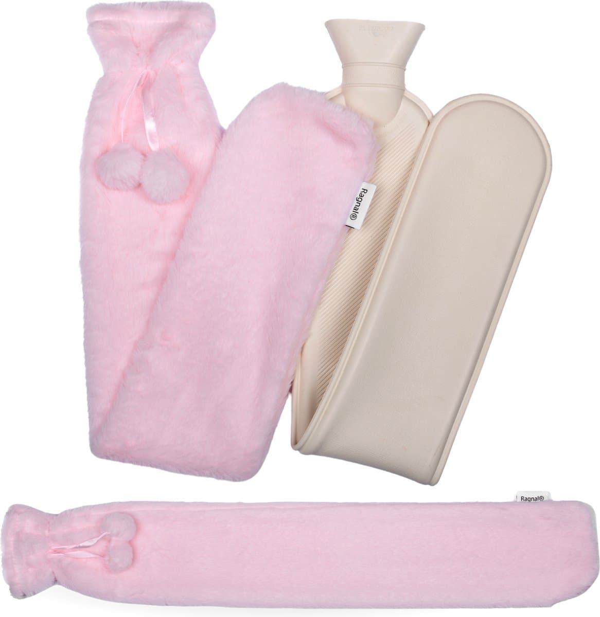 Ragnal Warmwaterkruik - Roze - Kruik Met extra zachte hoes - Warmtekussen - Extra Lang - 2L Inhoud - 8 uur warmte - Kruik - XXL