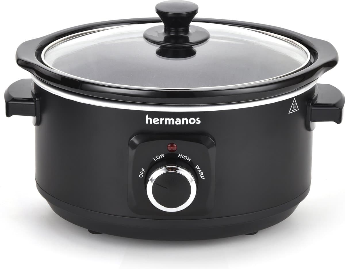Slowcooker 3.5 liter Zwart Hermanos® - Uitneembare Keramische Binnenpan - Warmhoudfunctie - SC01B