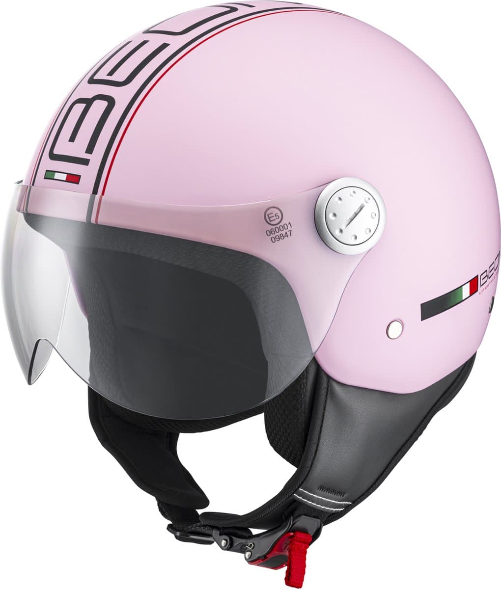 BEON Design Scooterhelm - Mat Roze - M - Jethelm met Vizier - Motorhelm voor Dames - Geschikt voor Vespa, Scooter, Brommer, Motor en Snorfiets