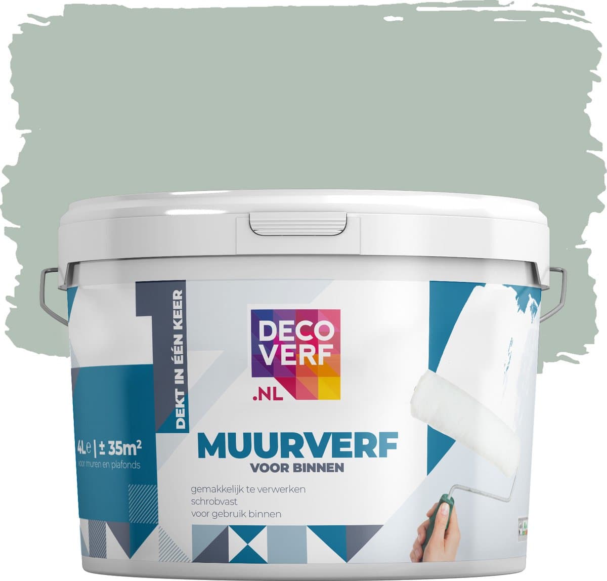 Decoverf muurverf mat saliegroen, 4L