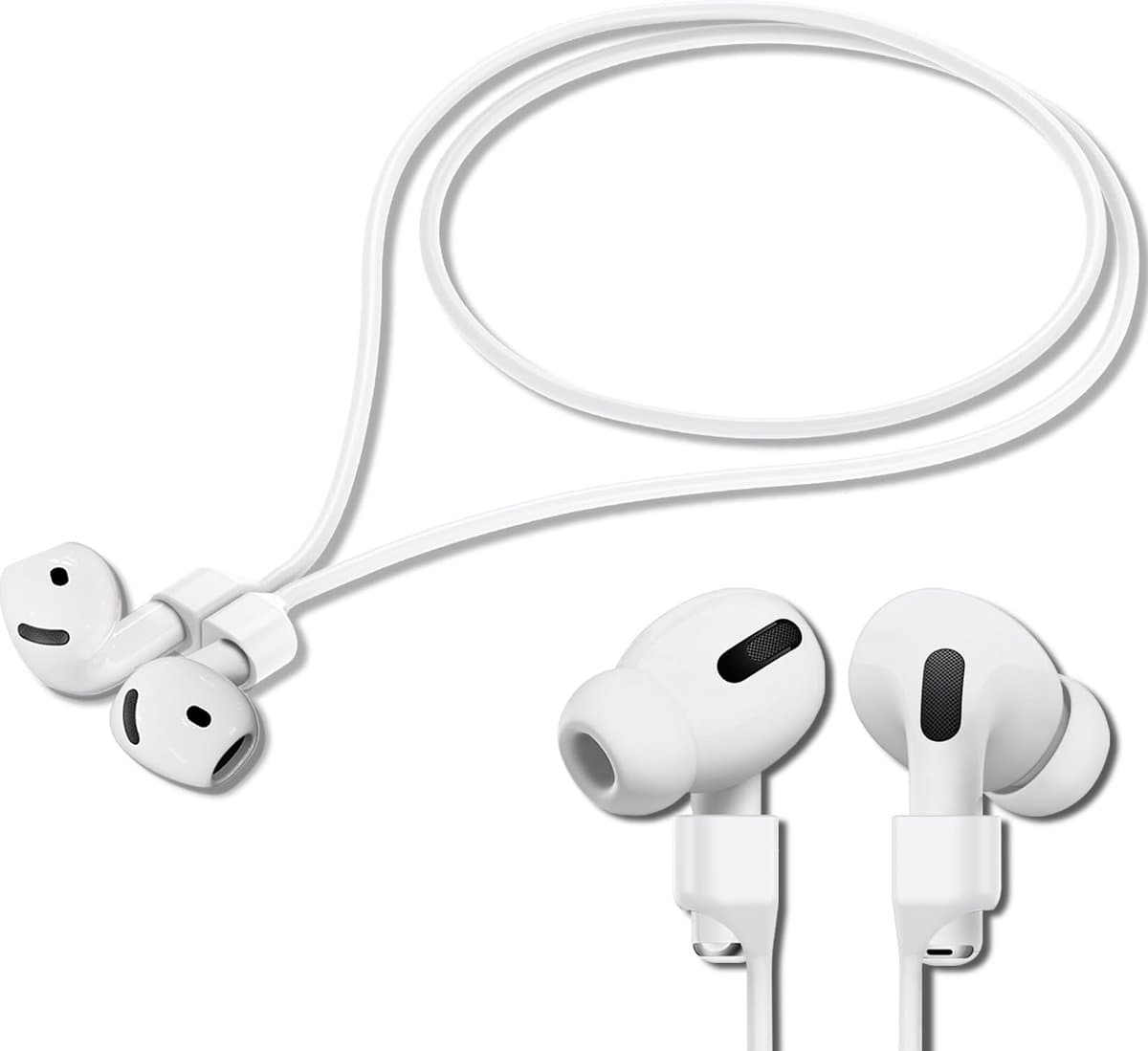 YONO Magnetische Band geschikt voor Apple Airpods - 4 3 2 1 - Pro - Siliconen Koord voor Oordopjes Draadloos - Anti Lost Strap - 80cm - Wit