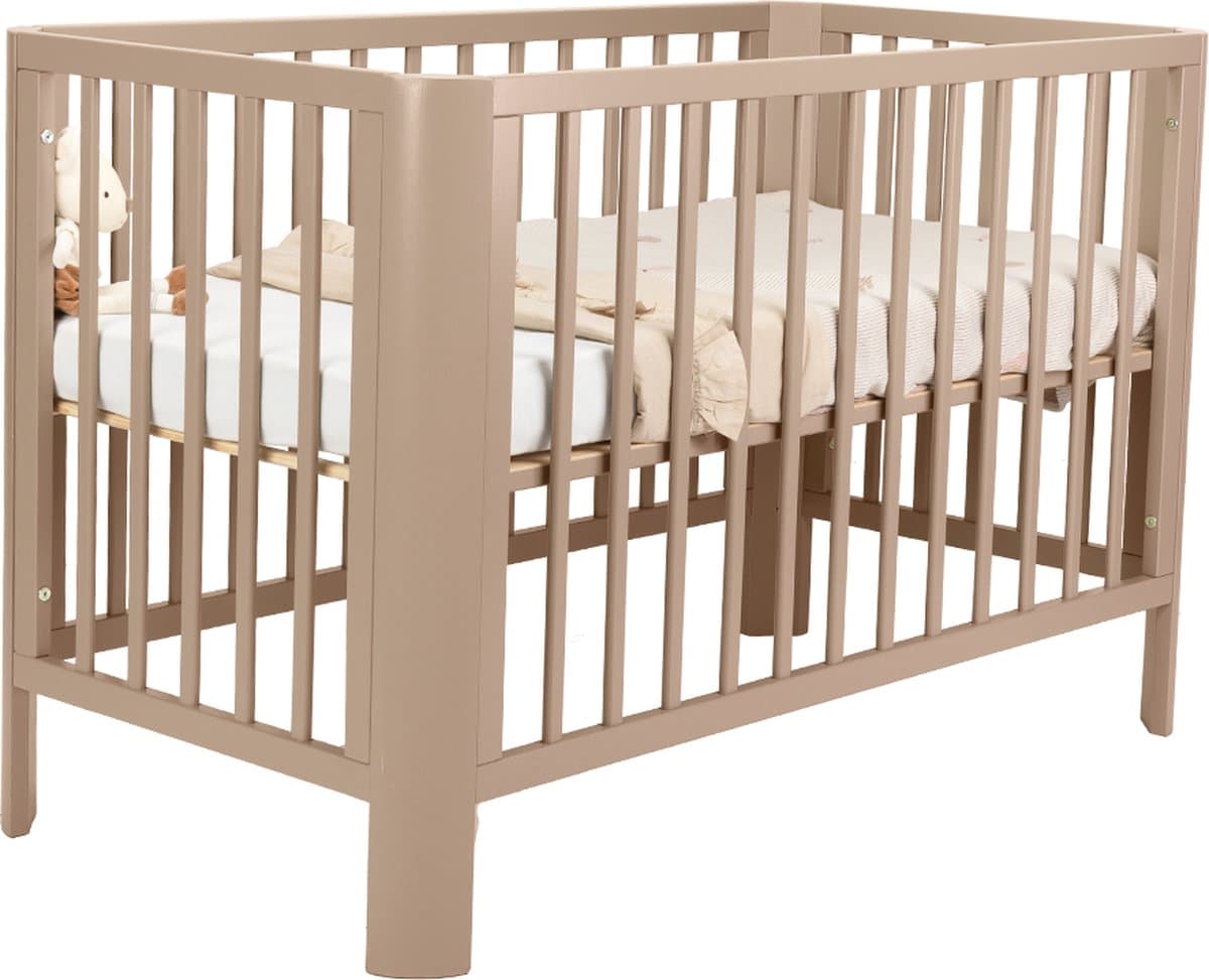 Novi at Home Philou Ledikant - Babybedje met Ronde Hoek - Baby Bed 60x120 cm - verstelbaar bodem - Zand