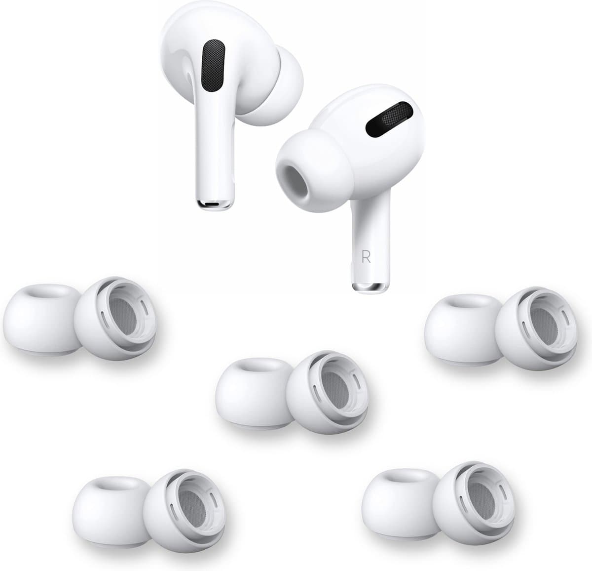 AirPods Pro Oordopjes Medium Wit – 5 Paar (10 Stuks) – AirPods Pro Ear Tips Vervanging – Siliconen Oordopjes – Geschikt voor Apple AirPods Pro – Noise Cancelling