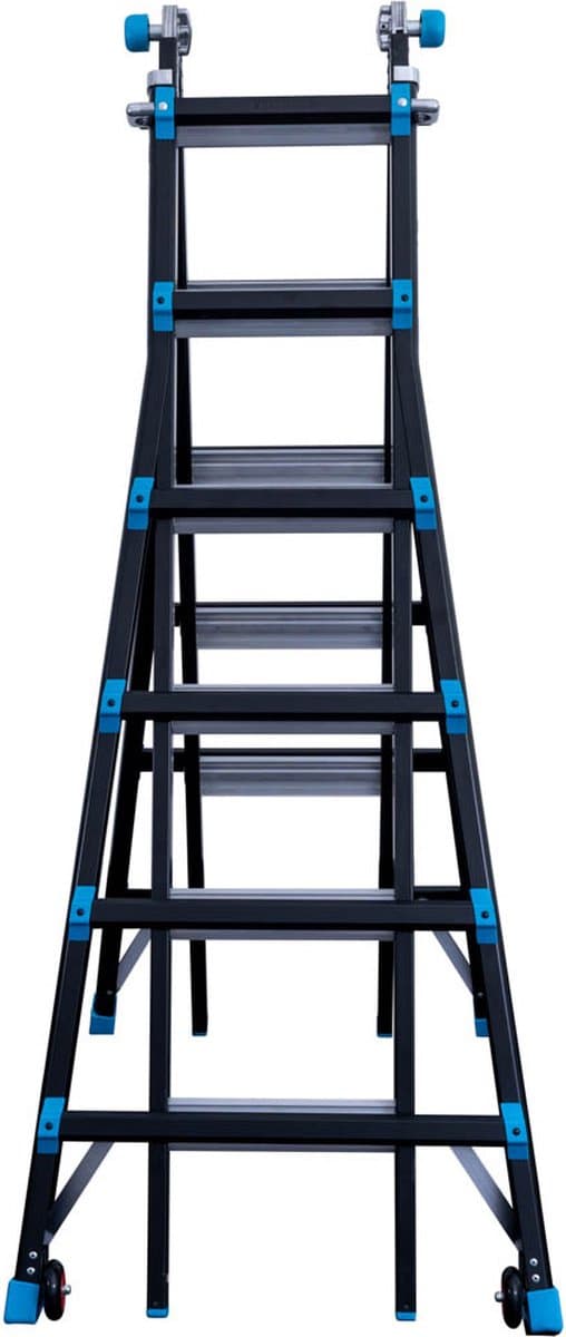 Eurostairs professionele Vouwladder – Uitschuifbare Multiladder 4x6 sporten (24 treden) – 7,50 meter werkhoogte