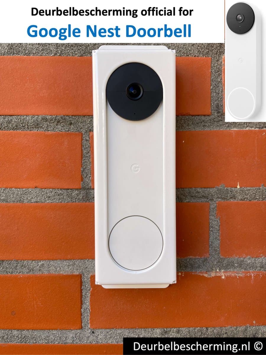 Deurbelbescherming Google Nest Doorbell - RVS Wit (anti-diefstal cover - videodeurbel bescherming - videodeurbel beschermer - videodeurbel hoes - videodeurbel cover - beveiligingscamera beschermer)