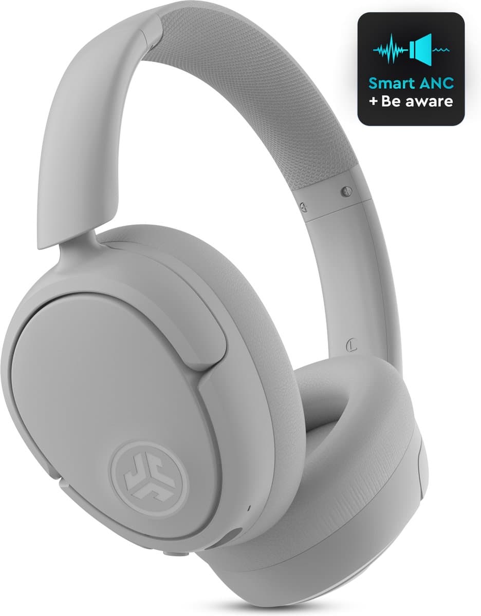 JLab Jbuds Lux ANC Draadloze Koptelefoon Bluetooth - Active Noise Cancelling Over Ear Hoofdtelefoon - 70 uur Batterijduur - Be Aware Audio - Multipoint - Aanpasbare Equalizer - Inklapbaar - Wit