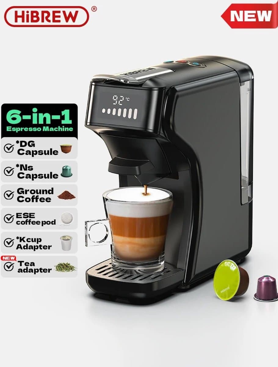 Seastone - Nieuw 6 in1 Capsule Koffiezetapparaat -HiBREW H1B - Koffiemachine - Warm-Koud - Meerdere Espresso Cafetaria - Cappuccino - Koffiezetapparaat - Dolce Gusto - Nespresso - Poeder