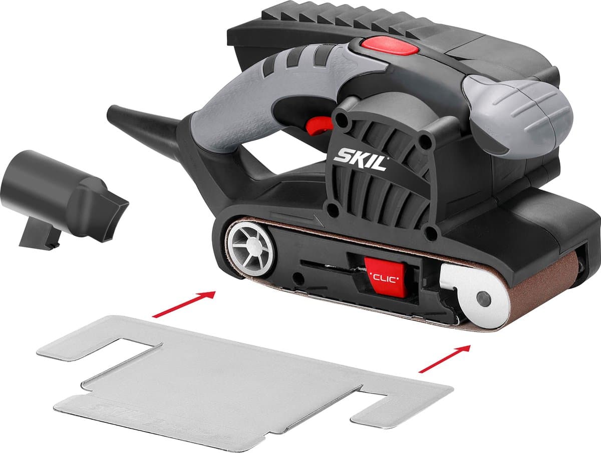 SKIL Bandschuurmachine 650W - Schuurmachine - Schuuroppervlak 76 x 130mm - Automatische Bandspoorcontrole - Inclusief 1 Schuurband, Stofzak & Schuurraam - Skil 1215 AA