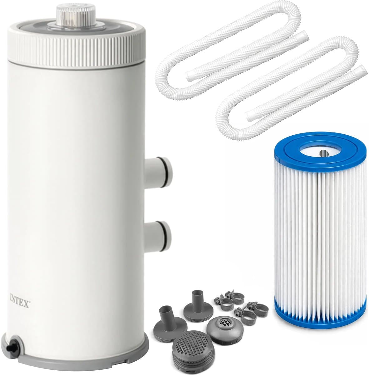 Intex Zwembad filterpomp 3785 l/h met type A cartridge, slangen, klemmen, zeven en Hydro Aeration voor opzetzwembaden tot 21.100 l