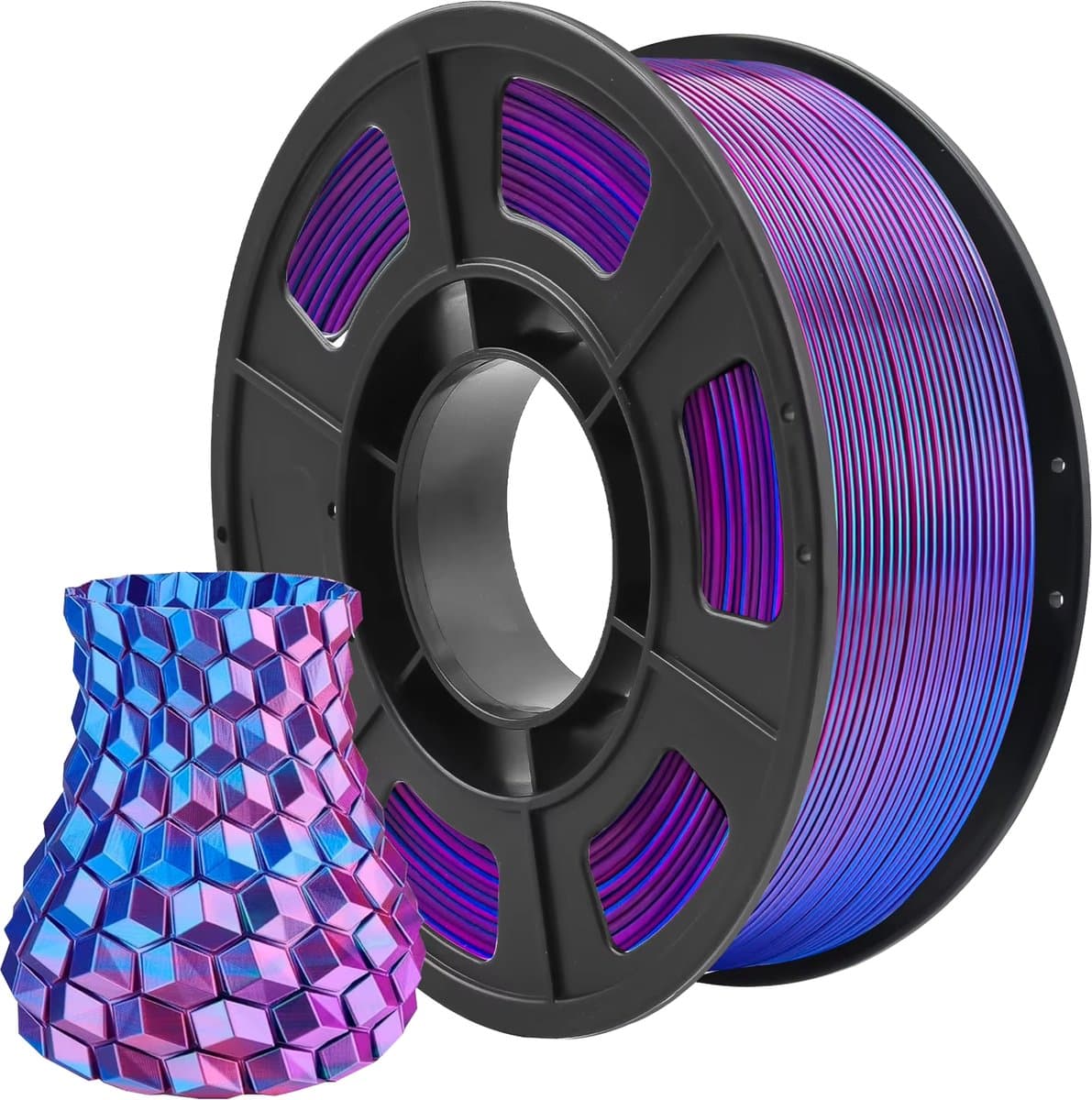 PLA Dual Color Silk+ Filament Roze/Blauw – 1.75mm – Hoge Glans – Perfect voor Draken & Display Prints
