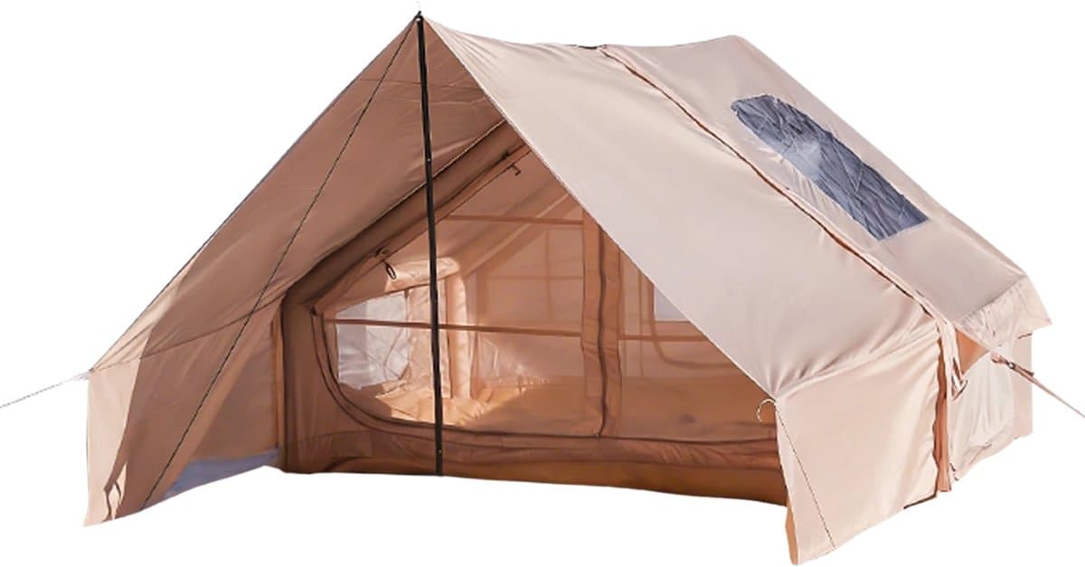 Damenzo - Opblaasbare tent - Tent - Kamperen - Kampeertent 5 - 8 personen - Camping - Vakantie - Afmeting 300x410x200cm - Khaki