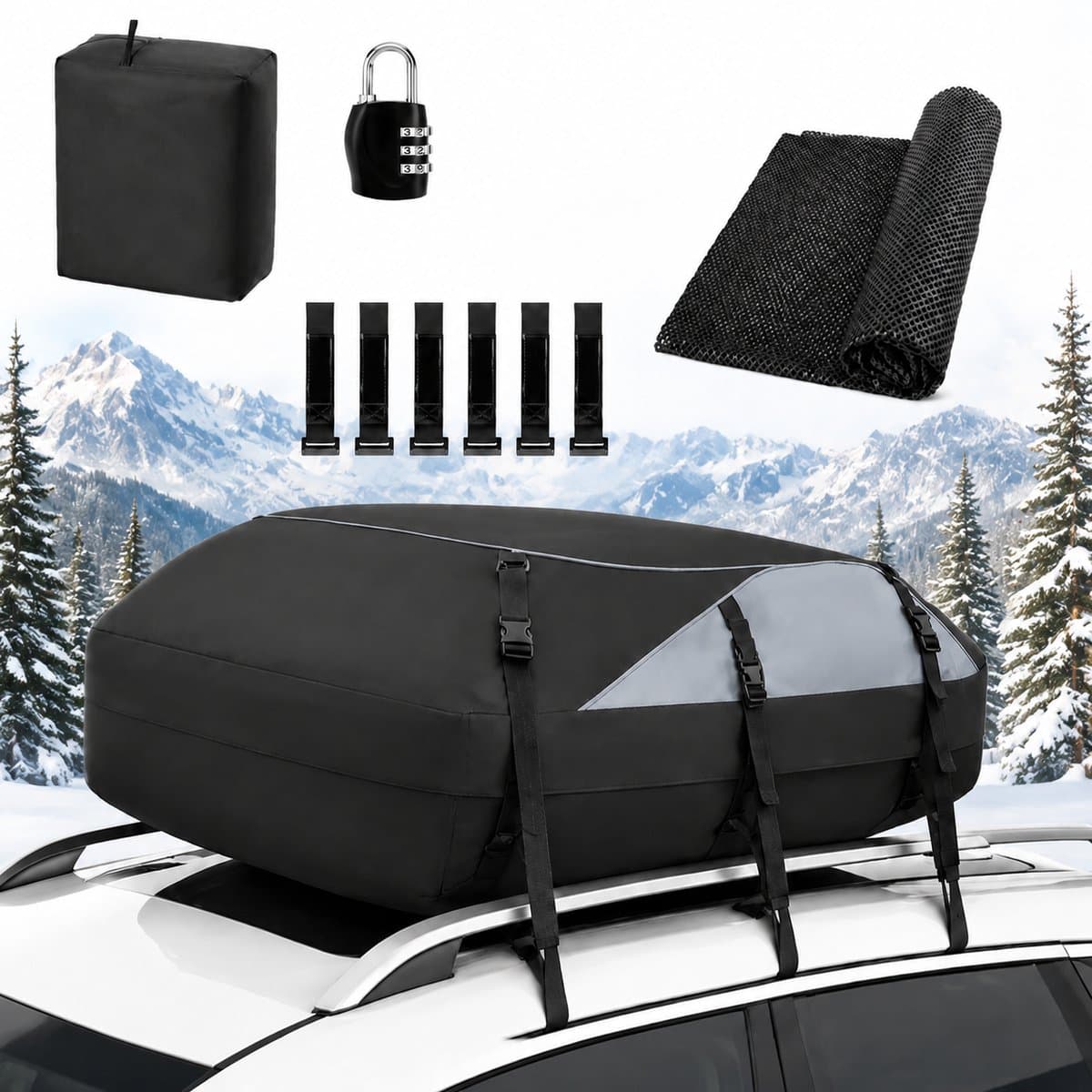 Meedeer 550L Dakkoffer - Opvouwbaar - UV-Bescherming - Waterdicht - Cijferslot - Universeel