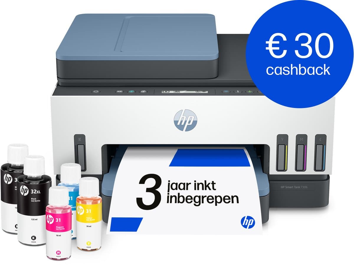 HP Smart Tank 7306 - All-in-One Printer - Inclusief tot 3 jaar inkt - Blauw