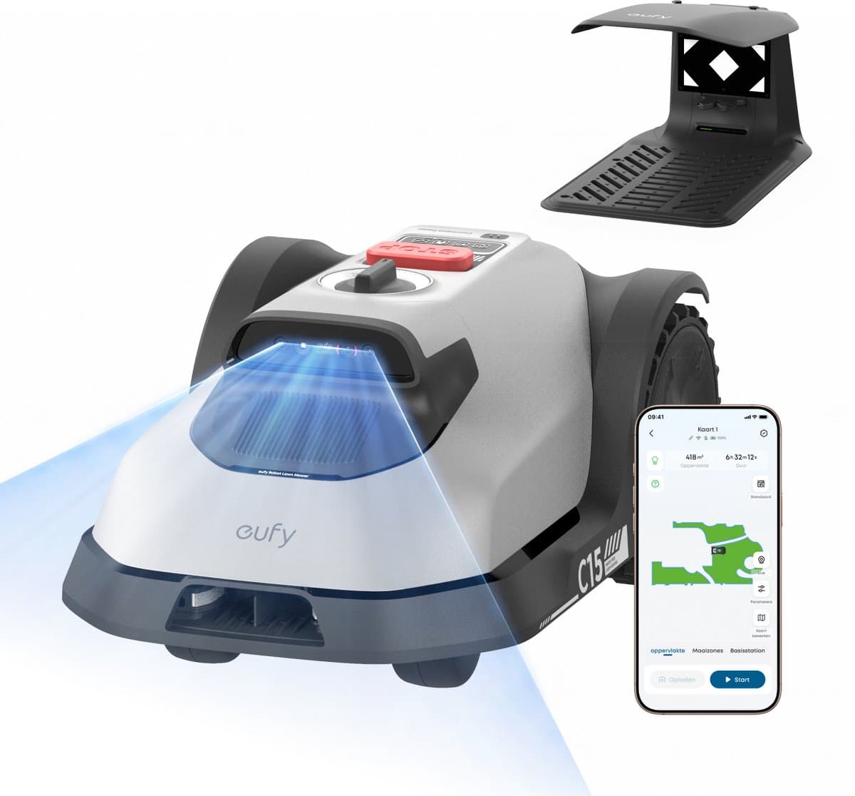 eufy Robotgrasmaaier C15 - Draadloos - Automatische mapping - 20 cm maaibreedte - 500 m2 rendement