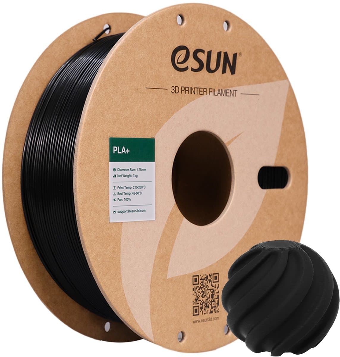 eSun PLA+ Zwart / Black - 1 kg - 1.75 mm - 3D printer en 3D pen filament