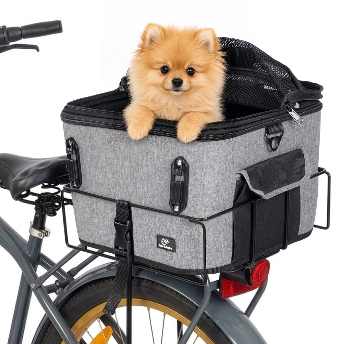 Jake and Jacky Hondenfietsmand - Fietsmand Hond Achterop - Hondenmand Fiets - Autostoel Hond - Kleine Hond max 12 kg - 35x30x31 cm