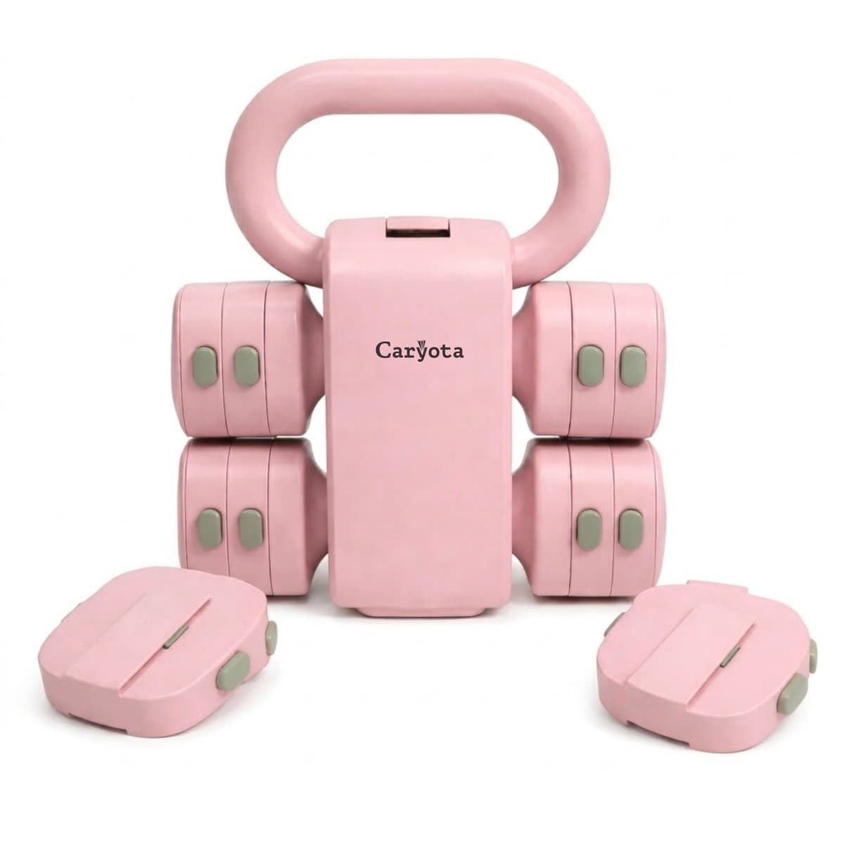 Caryota 2-in-1 Verstelbare Kettlebell & Dumbbell Set - Roze - 5.5 kg - Veelzijdige Krachttraining Fitness Gewichten voor Thuis en Sportschool
