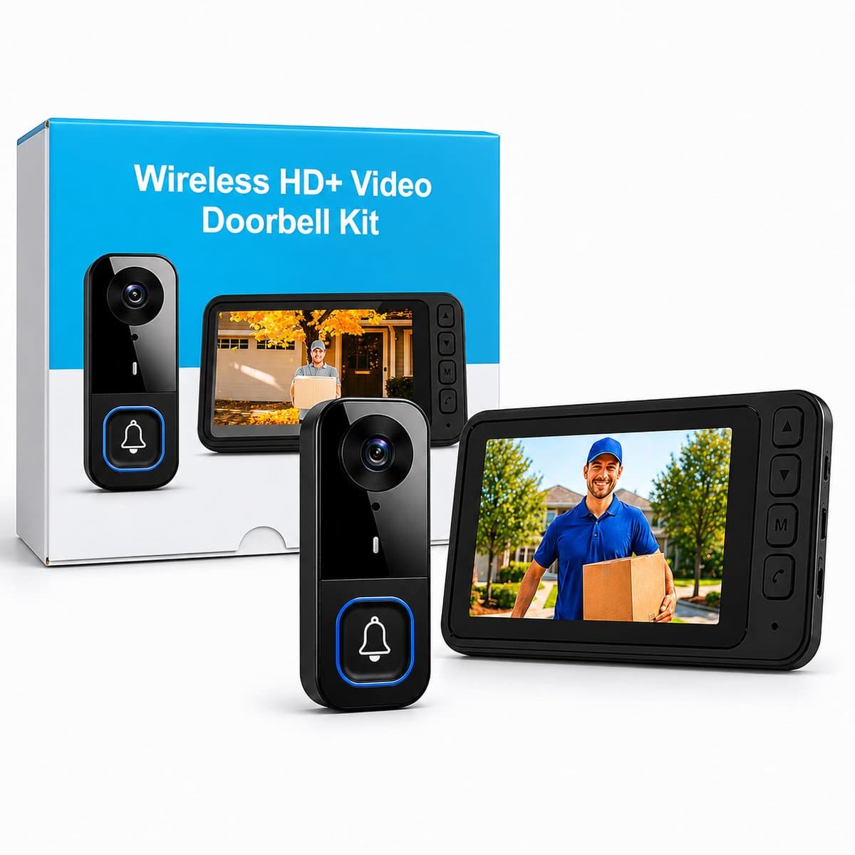 WINNES Draadloze Video Deurbel met Camera en 4.5 Inch Scherm – Zonder WiFi & App - Geen Abonnement - Nachtzicht - 120° Kijkhoek