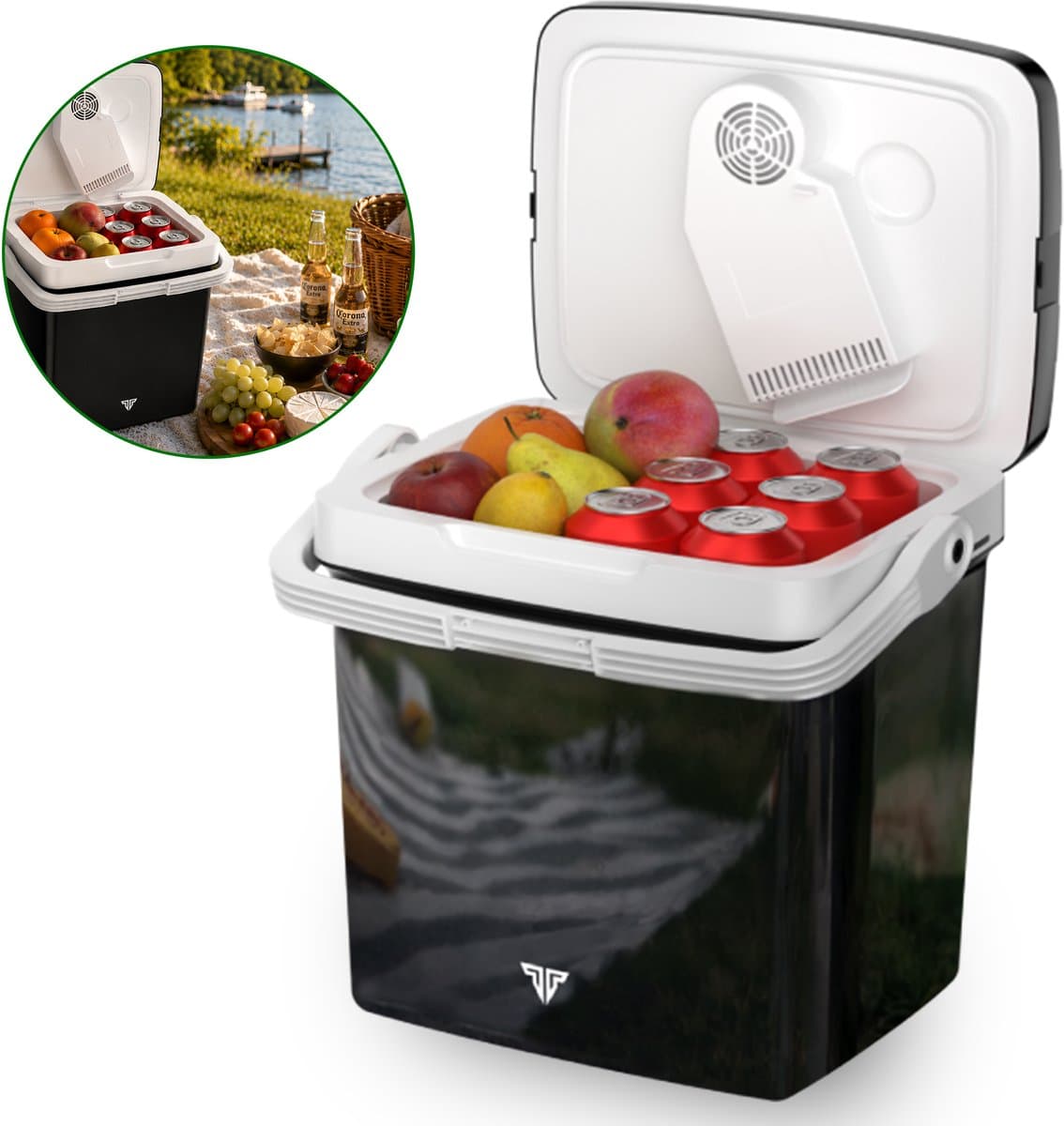 Toivo Elektrische Koelbox - 26 Liter - 12V en 230 volt - Auto - Camping Koelkast - Koelen en Verwarmen - Frigobox - Zwart