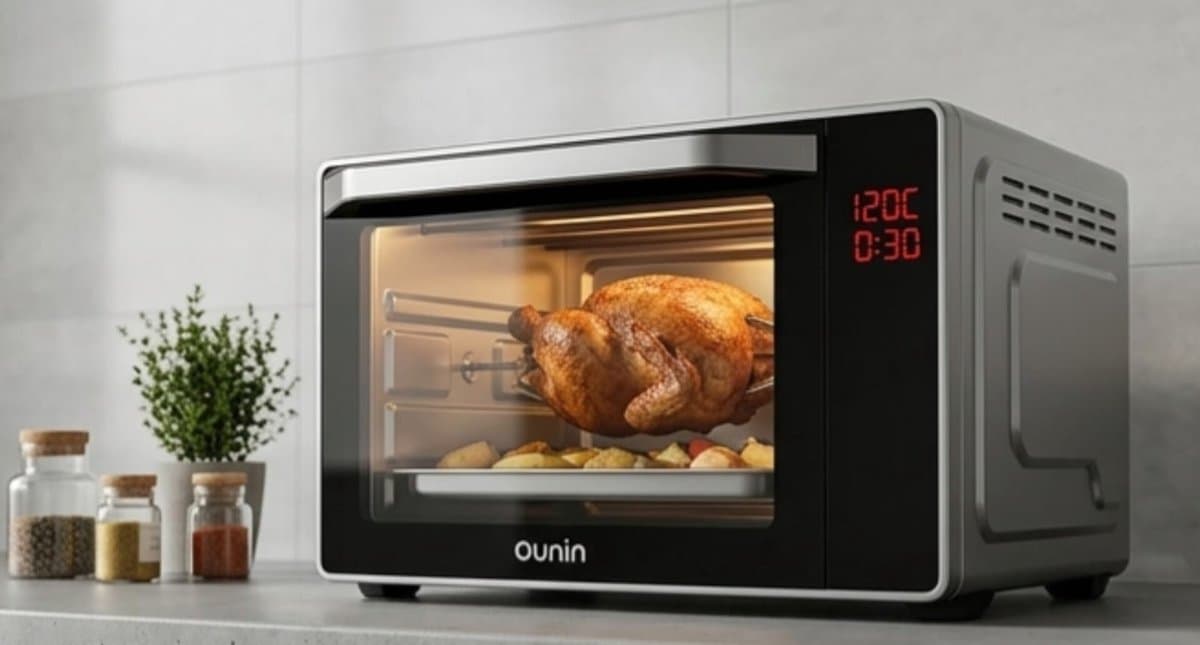 Multifunctionele Stoombakoven 24L – 9-in-1 Compacte Oven met Stoomfunctie, Hetelucht, Grill, Drogen & Fermenteren, LED Touch Display, RVS Zwart – Energieklasse A+ – Urbanhome