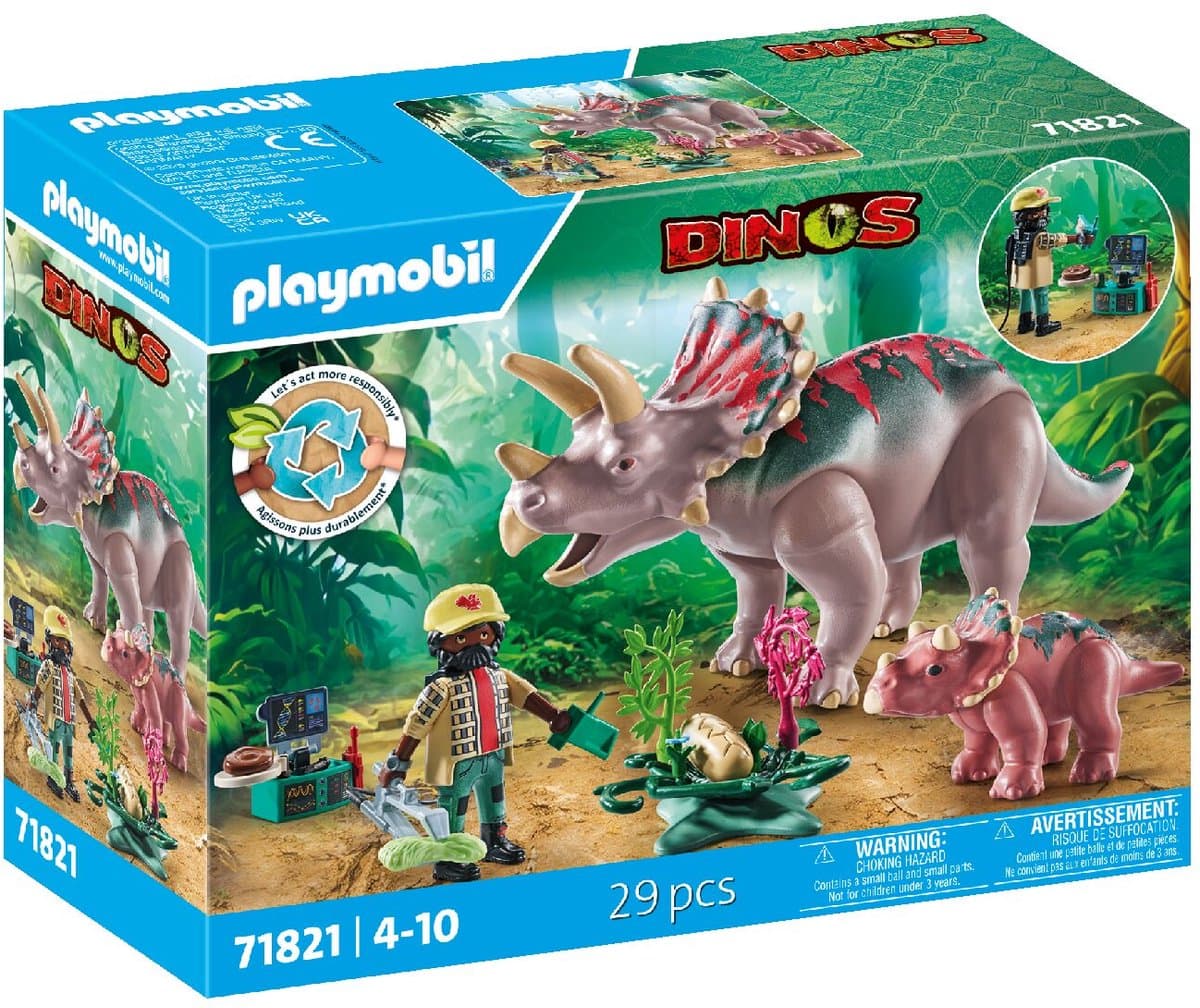 PLAYMOBIL Dinos Triceratops familie 71821