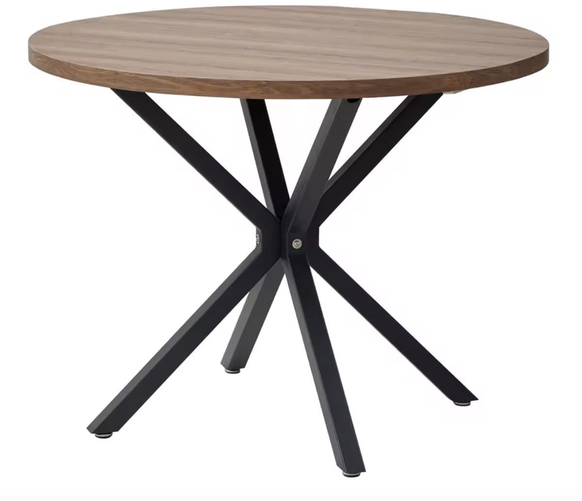 Varnox Massief Houten Eettafel - Nordic Ronde Tafel - Keukentafel - Stalen Frame - Koffietafel - Eetkamertafel - Woonkamer - Kantoormeubilair - 100cm - Bruin
