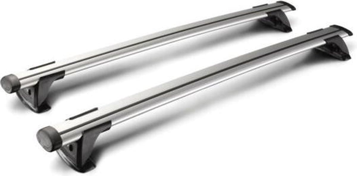 Tesla Model S Dakdrager Zilver juni 2015 - 2019 Yakima Whispbar Through Auto Exterieur Accessoires