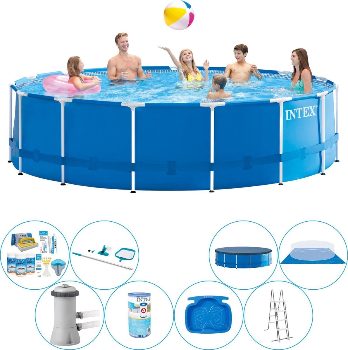 Metal Frame Pool Zwembad - 457 x 122 cm - Voordeelset