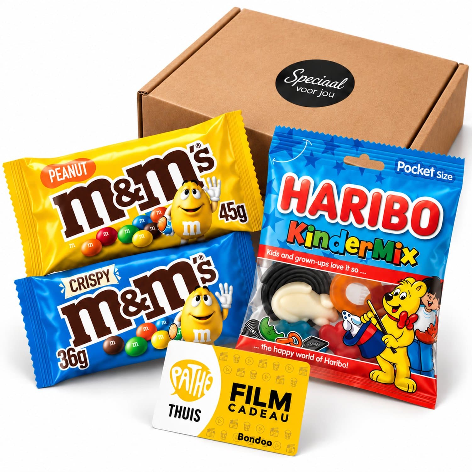 Filmpakket Small - Filmpakket pathe thuis - Cadeaupakket met fysieke film voucher - Snackpakket - Cadeau voor famillie, vrienden, collega's, werknemers - Kerstpakket - Zakelijk bestellen - Brievenbus
