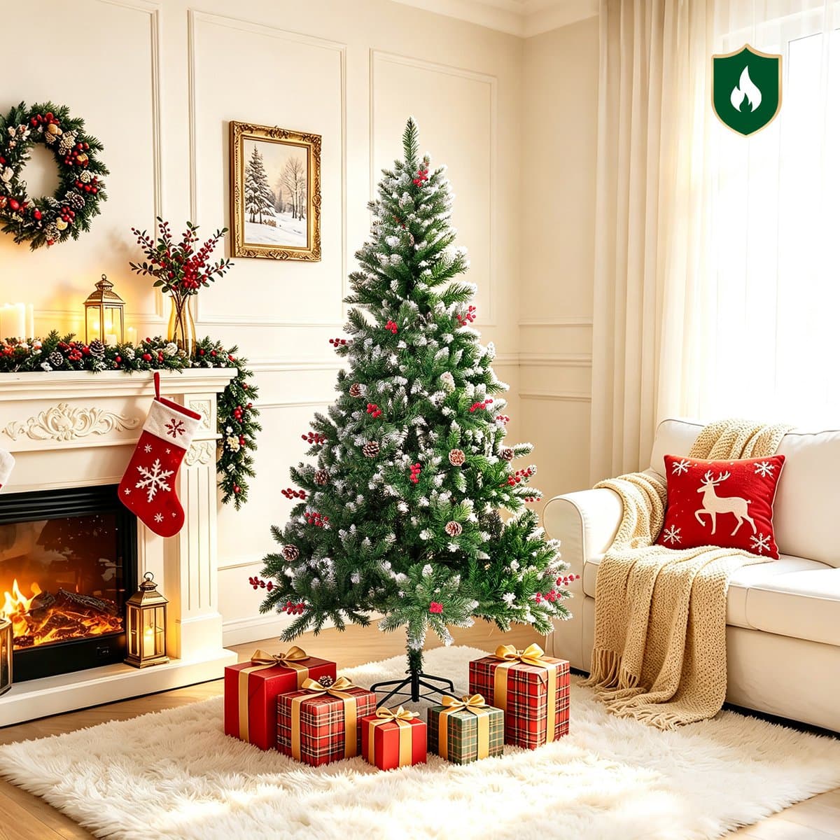 HOMAVO 180cm Kunstkerstboom – Kerstboom 180cm, geschikt voor thuis, tuin, winkelcentra, hotels, feesten en andere kerstgelegenheden.