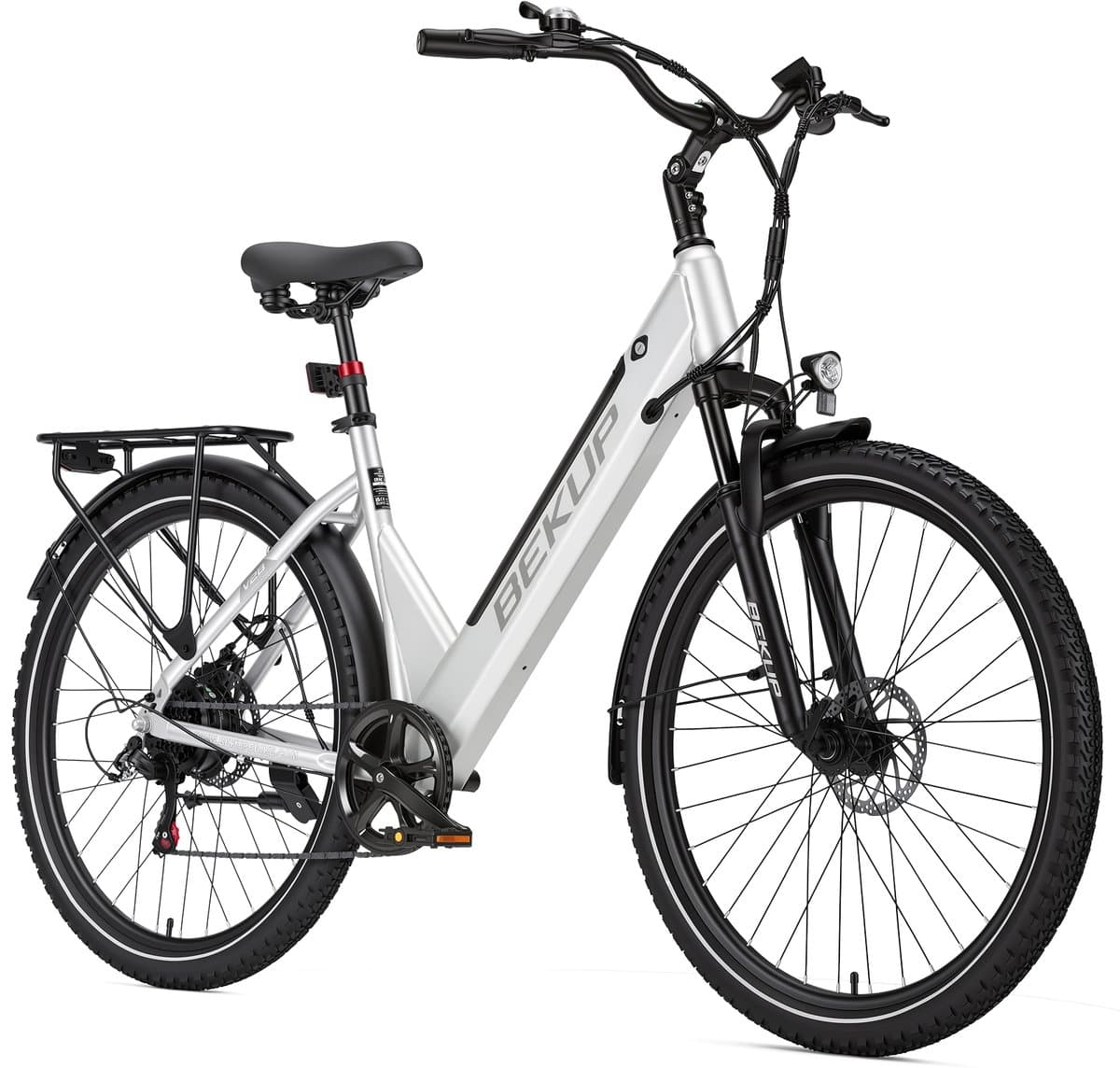 28 inch Elektrische stadsfiets - Comfortabele stadsfiets - 522Wh lange actieradius accu - 250W achterwielmotor - 45Nm koppel - Shimano 7 versnellingen - Schijfremmen voor en achter - LCD-display - Geveerde zadelpen - Zilver