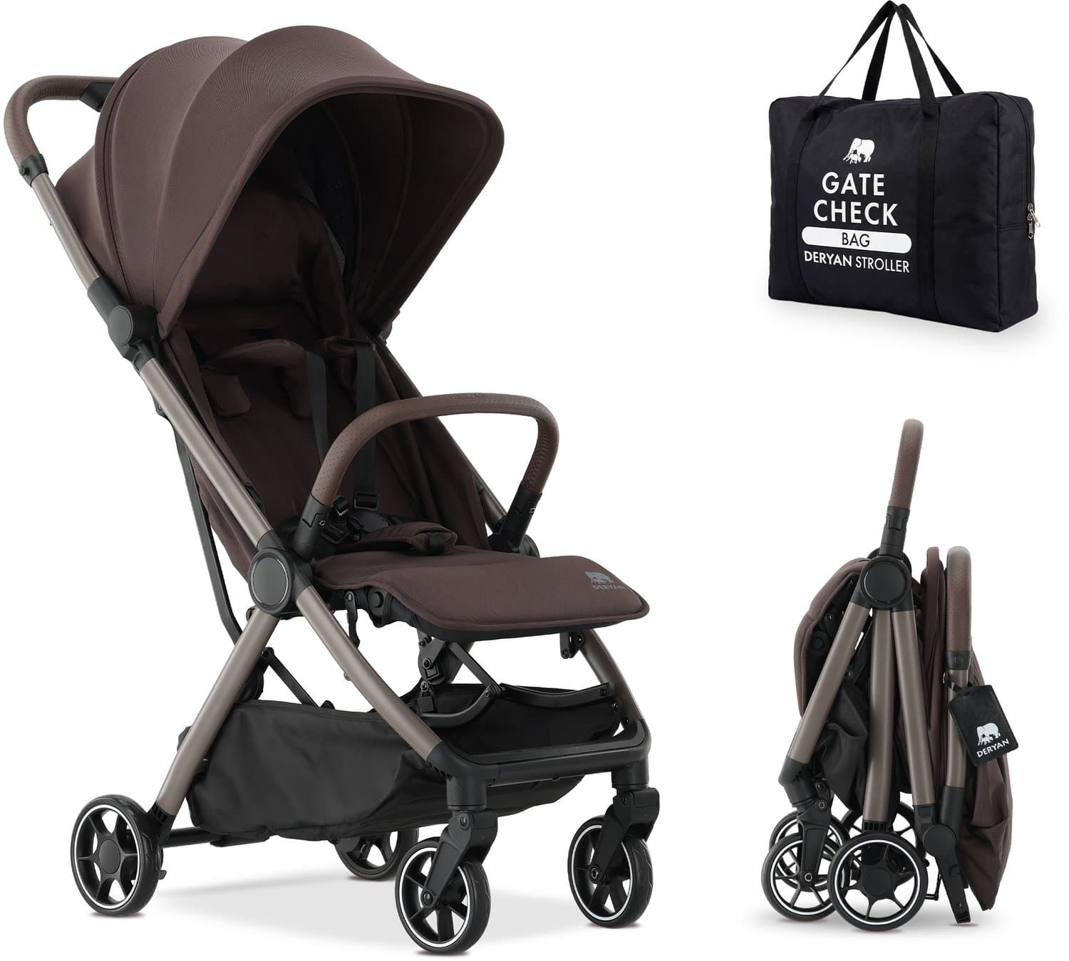 Deryan Air Buggy - Vliegtuig Buggy - 8 kg - Geïntegreerde Tas - Chocolate